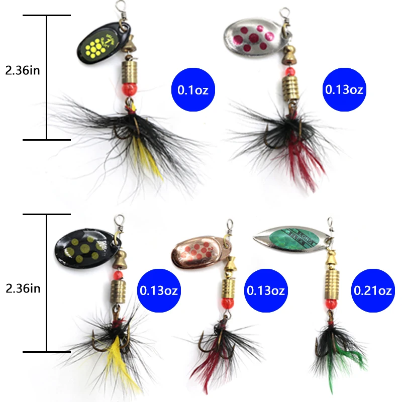 10pcs Artificial Bait Colorful Metal Spinner Fishing Lures Kit Fishing  Spinner Baits Reflective for Saltwater Freshwater Fishing