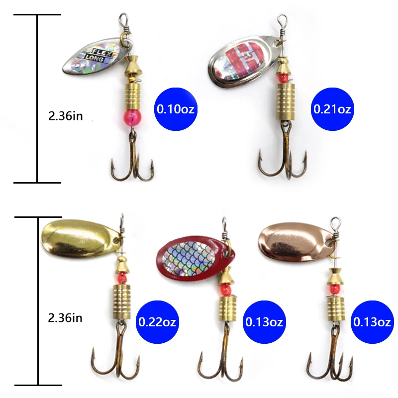 10PCS/Set Lure Metal Spinner Lure Spoon Set Gold Silver Fishing Spinner  Lures Kit Sequins Fishing